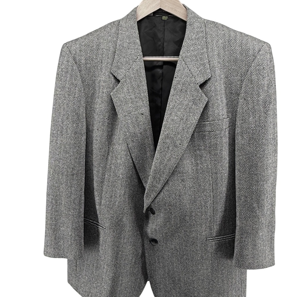 Countess Mara Mens Blazer Herringbone Wool Two Button Classic Fit 48R